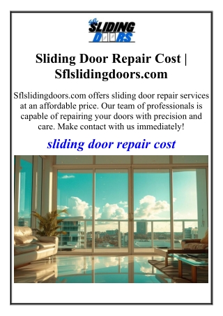 Sliding Door Repair Cost | Sflslidingdoors.com