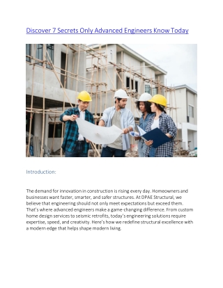 Discover 7 Secrets Only Advanced Engineers Know Today