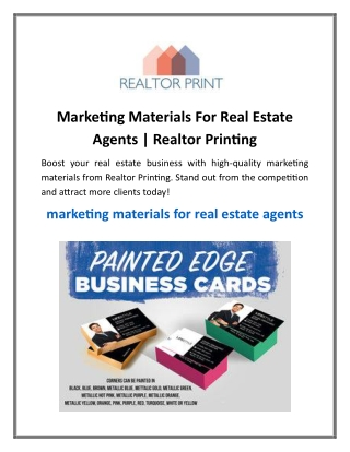 Marketing Materials For Real Estate Agents