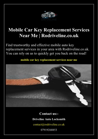 Mobile Car Key Replacement Services Near Me  Rodriveline.co.uk