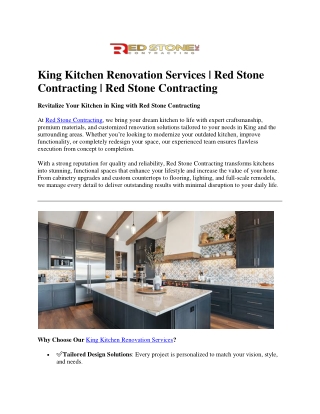 King Kitchen Renovation Services | Transform Your Space with Redstone Contractin