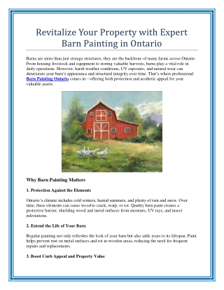 Revitalize Your Property with Expert Barn Painting in Ontario