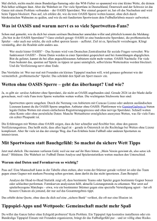 Neue Wettanbieter ohne OASIS 2024: So intensivierst du dein Fan-Erlebnis mit Spo