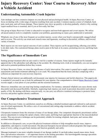 Injury Recovery Center