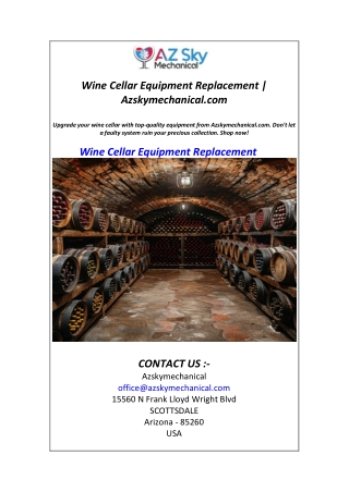 Wine Cellar Equipment Replacement  Azskymechanical