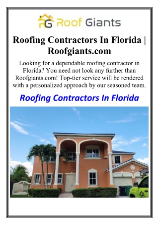 Roofing Contractors In Florida | Roofgiants.com