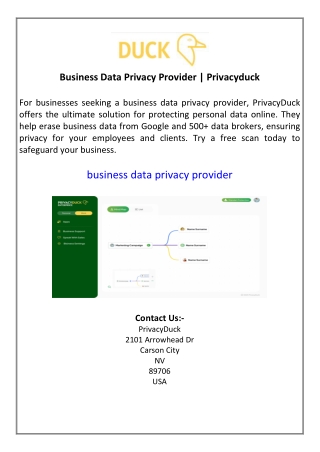 Business Data Privacy Provider  Privacyduck