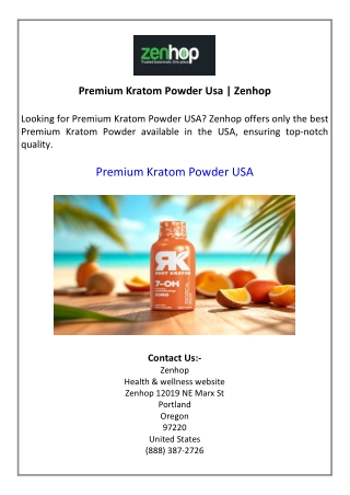 Premium Kratom Powder Usa  Zenhop
