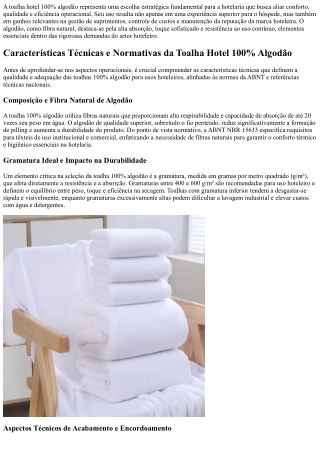 Toalha hotel 100% algodão: conforto premium que seus hóspedes merecem