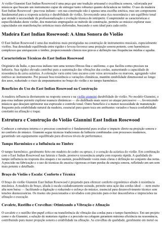 Violão Giannini East Indian Rosewood: som premium para seu repertório