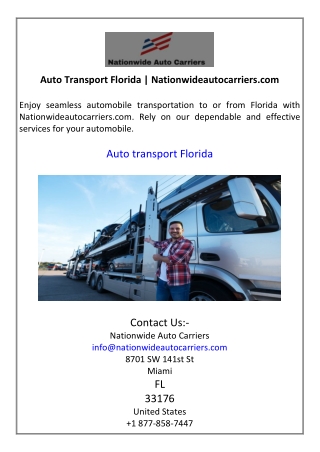 Auto Transport Florida  Nationwideautocarriers.com