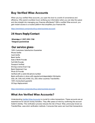 Buy Verified Wise Accounts