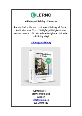 ställningsutbildning | Elerno.se