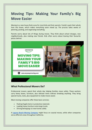 Moving Tips Making Your Family's Big Move Easier