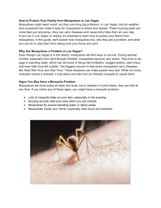 How to Protect Your Family from Mosquitoes in Las Vegas