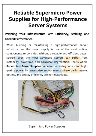 Reliable Supermicro Power Supplies for High-Performance Server Systems