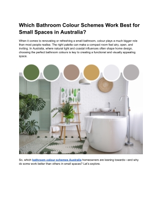 Which Bathroom Colour Schemes Work Best for Small Spaces in Australia