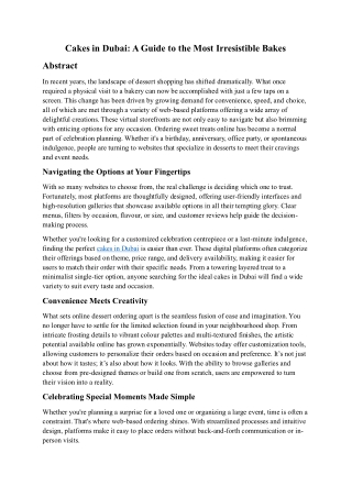 Cakes in Dubai: A Guide to the Most Irresistible Bakes