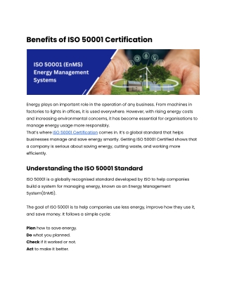 Benefits of ISO 50000-1 Certification