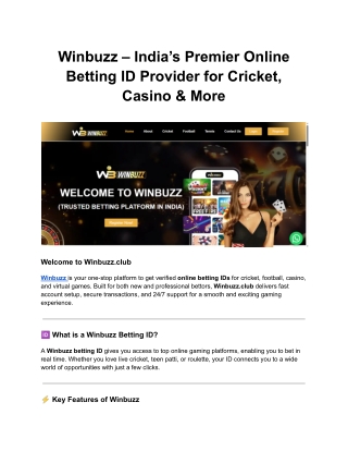 Winbuzz – India’s Premier Online Betting ID Provider for Cricket, Casino & More