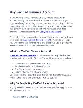 Buy Verified Binance Account