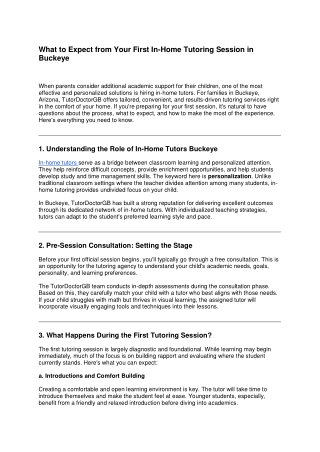 In-Home Tutors Buckeye