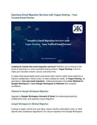 Seamless Email Migration Services with Vogue Hosting – Your Trusted Email Partner