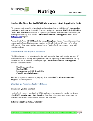 Trusted Animal Feeds Products Manufacture in India – Partner with Nutrigo Feeds