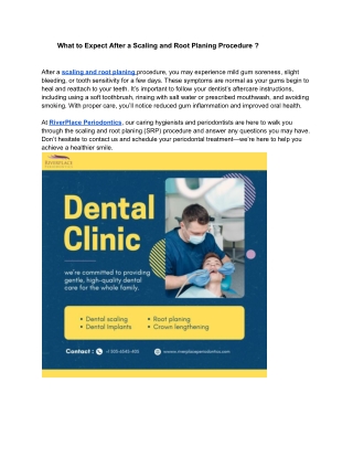 What to Expect After a Scaling and Root Planing Procedure ?