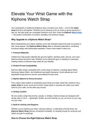 Elevate Your Wrist Game with the Kiphone Watch Strap