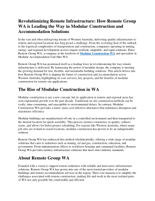 Revolutionizing Remote Infrastructure