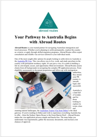 Apply for Australia PR Visa easily with Abroad Routes assistance
