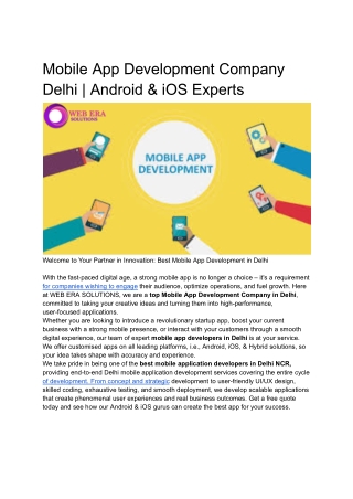 Mobile App Development Company Delhi _ Android & iOS Experts