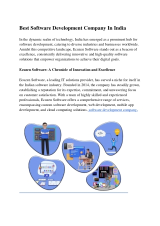 Best Software Development Company In India