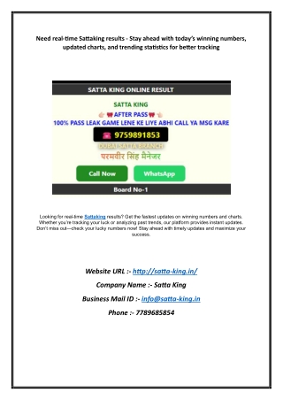 Need real-time Sattaking results - Stay ahead with today’s winning numbers, updated charts, and trending statistics for