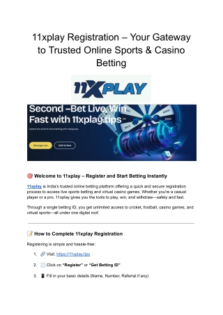 11xplay Registration – Your Gateway to Trusted Online Sports & Casino Betting