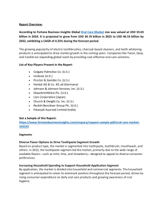 Oral Care Market Share, Growth Forecast, 2032