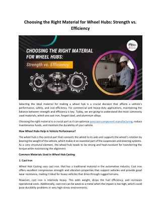 Choosing the Right Material for Wheel Hubs: Strength vs. Efficiency