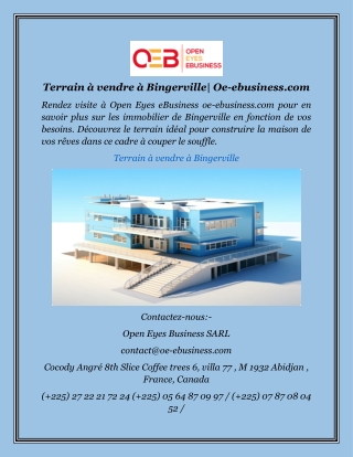 Terrain à vendre à Bingerville Oe-ebusiness.com