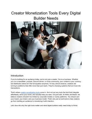 Creator Monetization Tools Every Digital Builder Needs