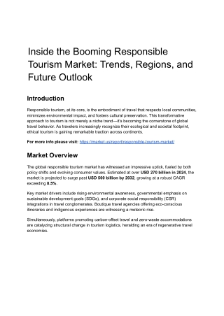 Responsible Tourism Market