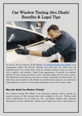 Car Window Tinting Abu Dhabi Benefits & Legal Tips