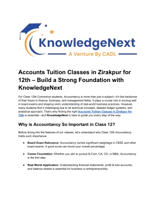 Accounts Tuition Classes in Zirakpur for 12th