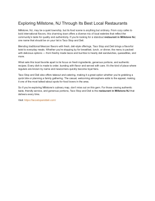 Exploring Millstone, NJ Through Its Best Local Restaurants (1)