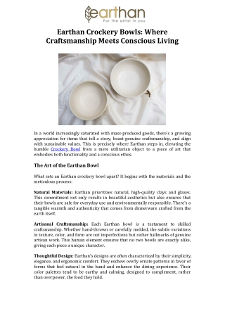 Earthan Crockery Bowls Where Craftsmanship Meets Conscious Living