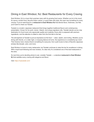 Dining in East Windsor, NJ_ Best Restaurants for Every Craving