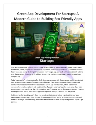 Green App Development for Startups: Build Sustainable Digital Solutions