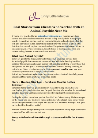 Real Stories from Clients Who Worked with an Animal Psychic Near Me