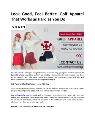 Look Good, Feel Better Golf Apparel That Works as Hard as You Do