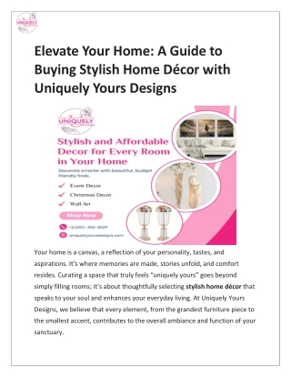 Elevate Your Home: A Guide to Buying Stylish Home Décor with Uniquely Yours Desi